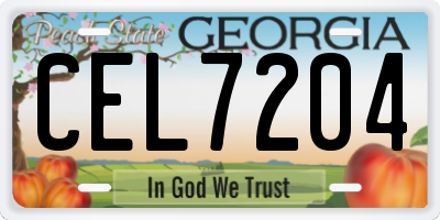 GA license plate CEL7204