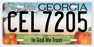GA license plate CEL7205
