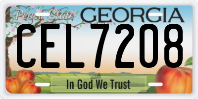 GA license plate CEL7208