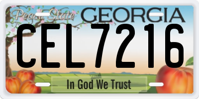 GA license plate CEL7216