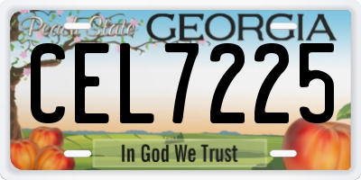 GA license plate CEL7225