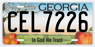 GA license plate CEL7226