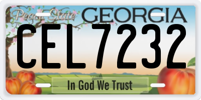 GA license plate CEL7232