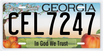 GA license plate CEL7247