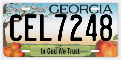 GA license plate CEL7248