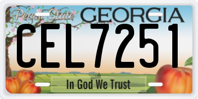 GA license plate CEL7251