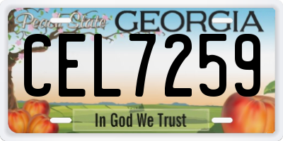 GA license plate CEL7259