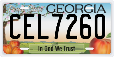 GA license plate CEL7260