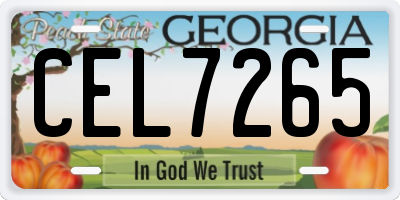 GA license plate CEL7265