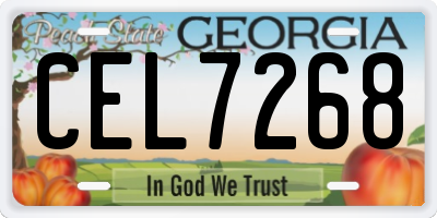 GA license plate CEL7268