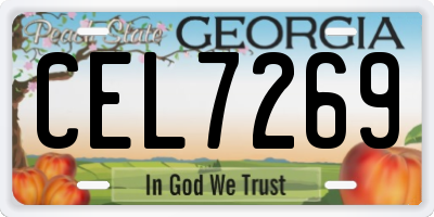GA license plate CEL7269