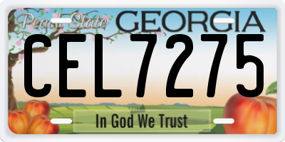 GA license plate CEL7275