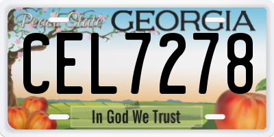 GA license plate CEL7278
