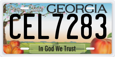 GA license plate CEL7283