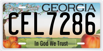 GA license plate CEL7286