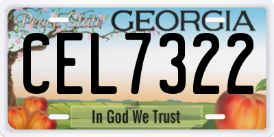 GA license plate CEL7322