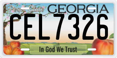 GA license plate CEL7326
