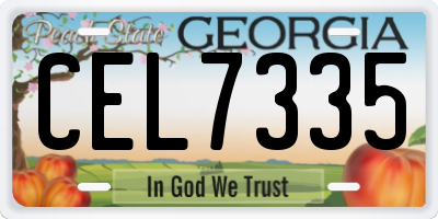 GA license plate CEL7335