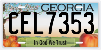 GA license plate CEL7353