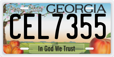 GA license plate CEL7355