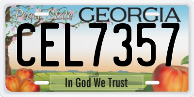 GA license plate CEL7357