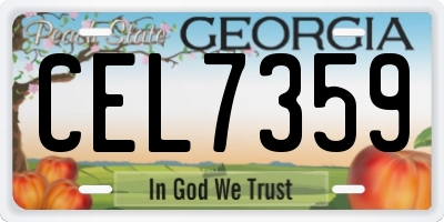 GA license plate CEL7359