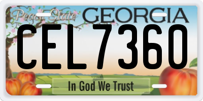 GA license plate CEL7360