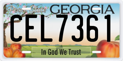 GA license plate CEL7361