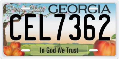 GA license plate CEL7362