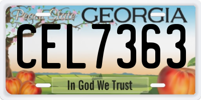 GA license plate CEL7363