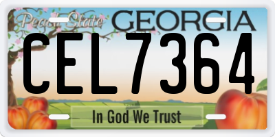 GA license plate CEL7364