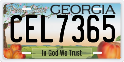 GA license plate CEL7365