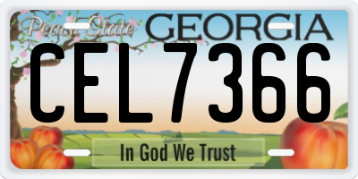 GA license plate CEL7366