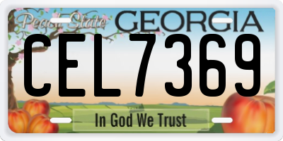 GA license plate CEL7369