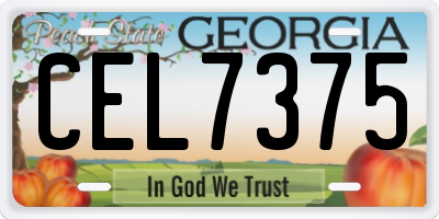 GA license plate CEL7375