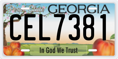 GA license plate CEL7381