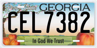 GA license plate CEL7382