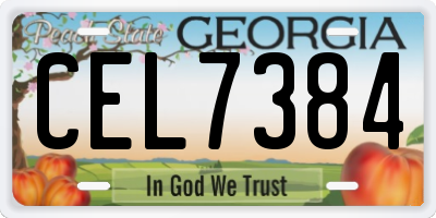 GA license plate CEL7384