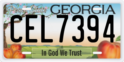 GA license plate CEL7394