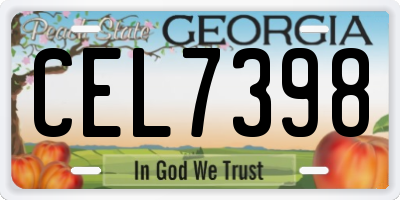 GA license plate CEL7398