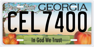 GA license plate CEL7400