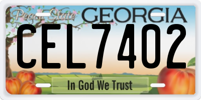 GA license plate CEL7402