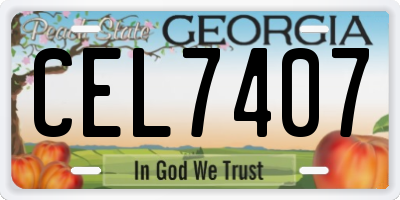 GA license plate CEL7407