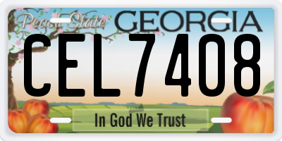 GA license plate CEL7408
