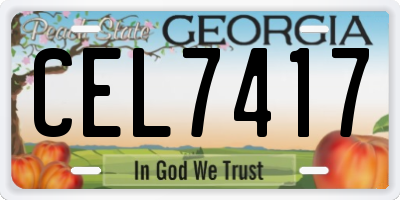 GA license plate CEL7417