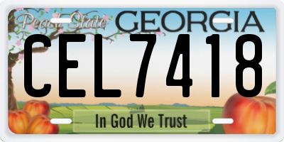 GA license plate CEL7418