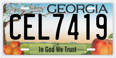 GA license plate CEL7419