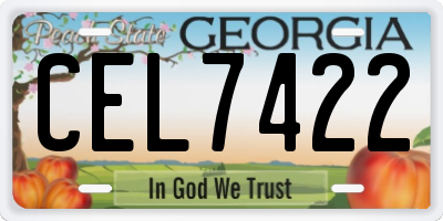 GA license plate CEL7422