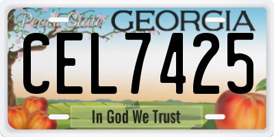 GA license plate CEL7425