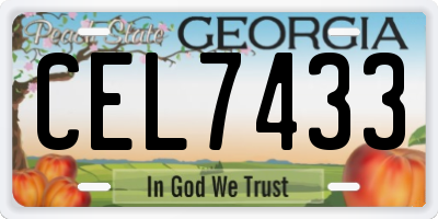 GA license plate CEL7433